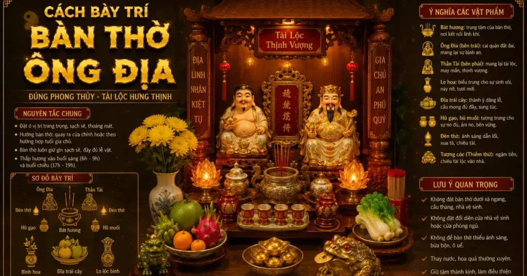 Cách bày trí bàn thờ Ông Địa phù hợp với phong thủy